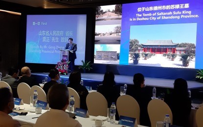 People's Provincial Government of Shandong Governor Gong Zheng speaks before more than 200 delegates from Shandong who are in Cebu to explore the province's trade potentials. The People's Provincial Government of Shandong organized the China (Shandong),-Philippines (Cebu) Cooperation Seminar held at the Marco Polo Hotel, Cebu City, on Tuesday (April 2, 2019). [Photo: pna.gov.ph/John Rey Saavedra]