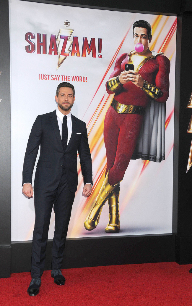 Zachary Levi Photographed at Shazam! Premiere Los Angeles on March 28, 2019. [Photo: IC]