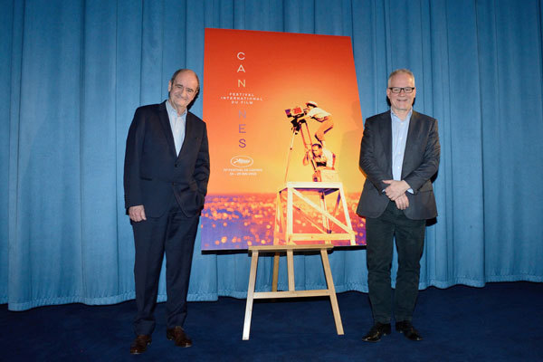 Thierry Fremaux and Pierre Lescure attend the Press Conference of the 72nd Cannes International Film Festival (Festival de Cannes) at the UGC Normandie in Paris, France on April 18, 2019. [Photo: Imagine China] 
