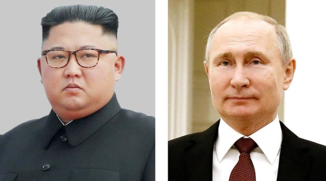 Top leader of the Democratic People's Republic of Korea Kim Jong Un and Russian President Vladimir Putin [Photo: IC]