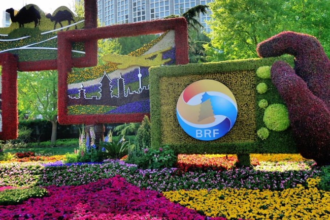 A Belt and Road-themed flower terrace in Beijing, as seen on April 14, 2019. The second Belt and Road Forum for International Cooperation is held in the Chinese capital from April 25 to 27. [Photo: IC]