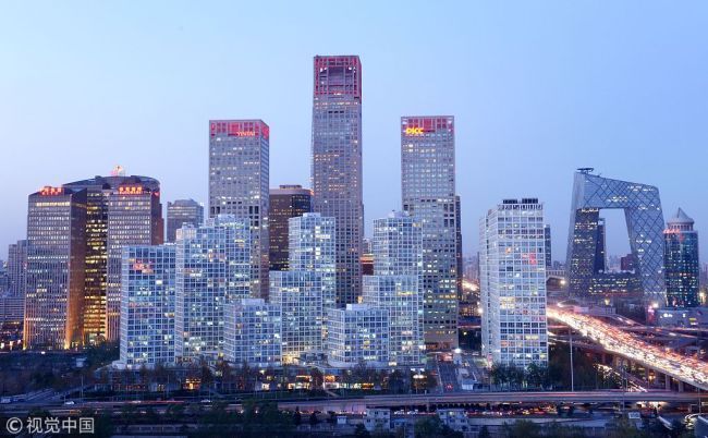 A bird's-eye view of the central business district in Beijing. [Photo: VCG]