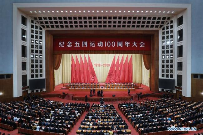 A gathering marking the centenary of the May Fourth Movement is held at the Great Hall of the People in Beijing on April 30, 2019. [Photo: Xinhua/Liu Bin]