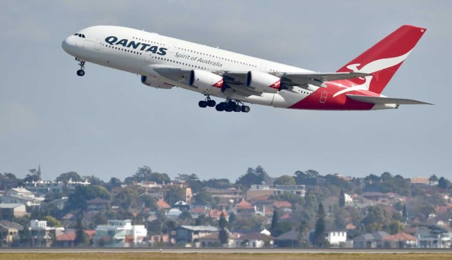 A Qantas Airbus A380 takes off from the airport in Sydney on August 25, 2017. [File Photo: AFP]
