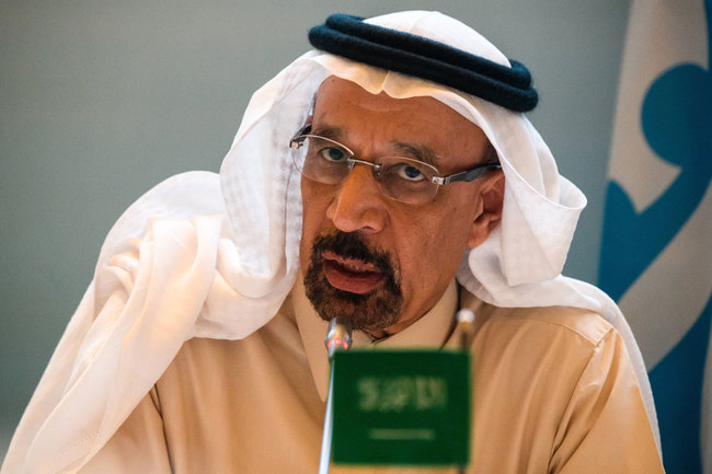 Saudi Arabia's Energy Minister Khalid al-Falih attends a press conference in Baku. [File photo: AFP]<br/>