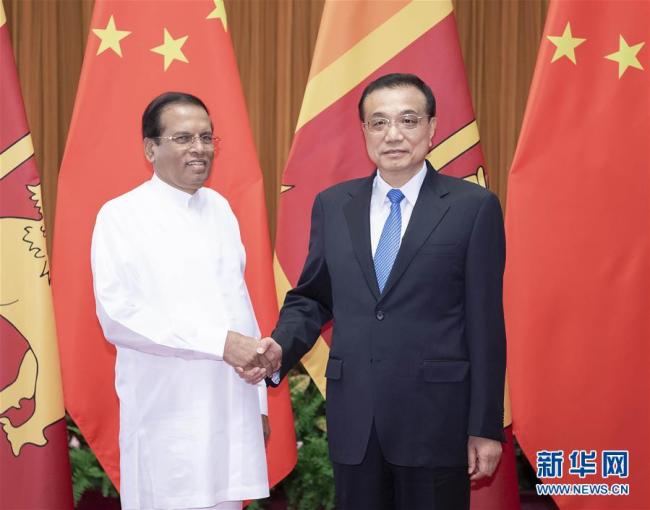 Chinese Premier Li Keqiang meets with Sri Lankan President Maithripala Sirisena in Beijing, May 15 2019. [Photo: Xinhua]