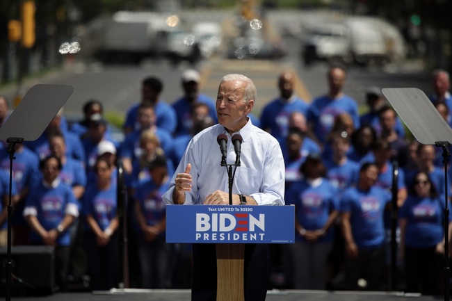 Former US vice president Joe Biden speaks during the kick off of his presidential election campaign in Philadelphia, Pennsylvania, on May 18, 2019. [File photo: AFP/Dominick Reuter]