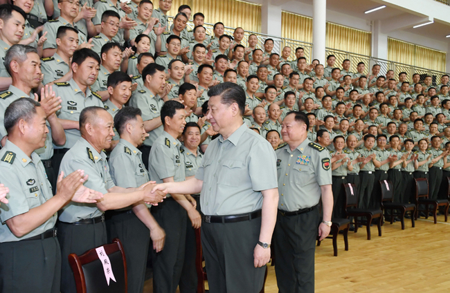 President Xi Jinping, also general secretary of the Communist Party of China Central Committee and chairman of the Central Military Commission, inspects the Army Infantry College of the People's Liberation Army in east China's Jiangxi Province on May 21, 2019. [Photo: Xinhua]