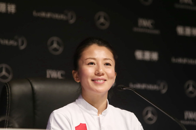 Former Chinese Olympic speed skating champion Yang Yang smiles during a press conference for the Laureus World Sports Awards Shanghai 2015 in Shanghai, China, 15 April 2015. [File photo: IC]