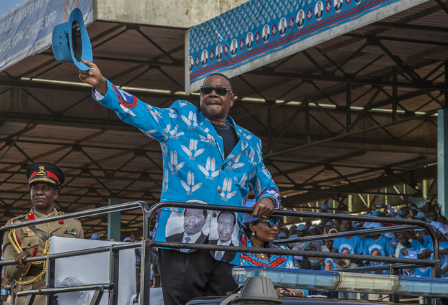 In this file photo taken on April 7, 2019 Malawi's President Peter Mutharika salutes the crowd as he arrives at the venue for the official launch of his Democratic Progressive Party’s (DPP) manifesto and election campaign at Kamuzu Institute for Sports in Malawi's capital Lilongwe. [File photo: AFP/Amos Gumulira]