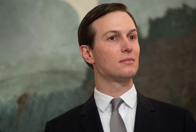 In this file photo taken on March 25, 2019, Senior White House Adviser Jared Kushner attends a ceremony where US President Donald Trump signs a Proclamation on the Golan Heights in the Diplomatic Reception Room at the White House in Washington, DC during a visit by Israeli Prime Minister Benjamin Netanyahu. [File photo: AFP/Saul Loeb]