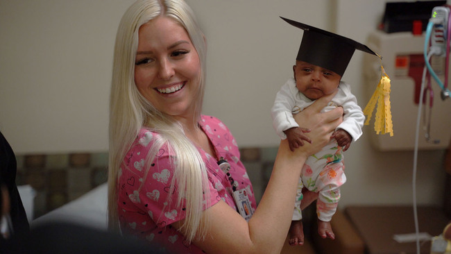 In this picture received by AFP from Sharp Mary Birch Hospital for Women & Newborns on May 29, 2019, shows a nurse holding baby Saybie, the world's smallest surviving newborn, on the day she was released from the NICU in San Diego, California. [Photo: AFP]