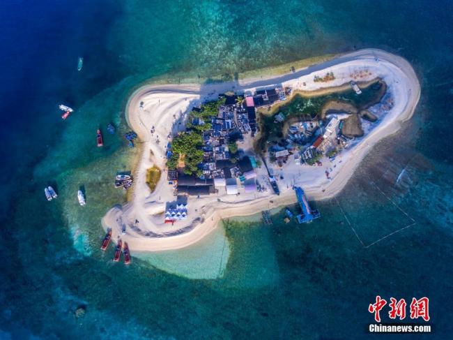 An aerial photo Yagong Island in the South China Sea [Photo: Chinanews.com]