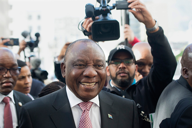 South African President Cyril Ramaphosa arrives for the swearing in ceremony of newly elected Members of Parliament for the 6th Democratic Parliament on May 22, 2019, in Cape Town. [Photo: AFP]