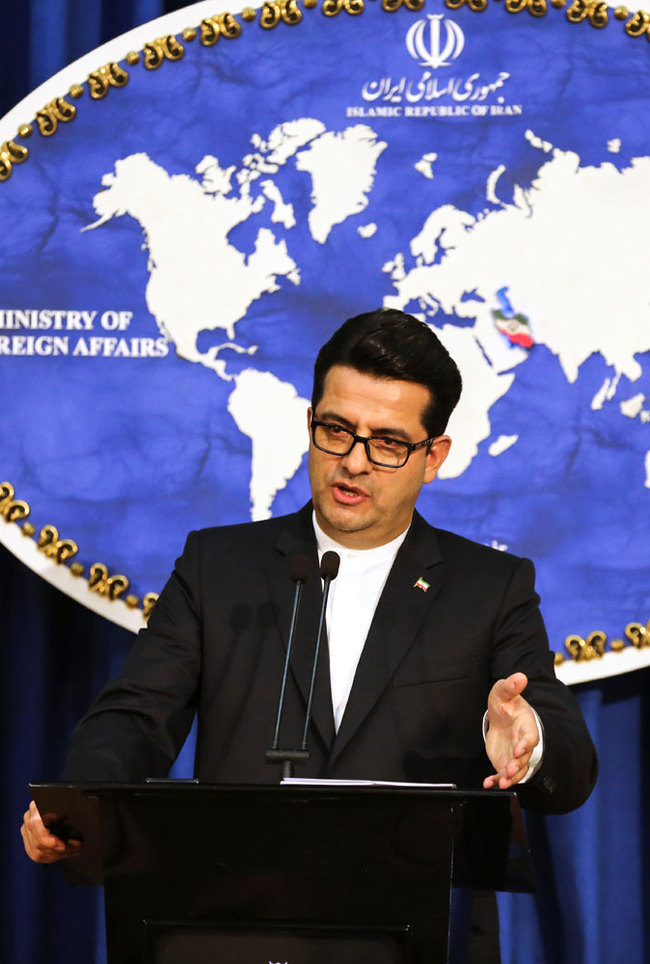 Iranian Foreign Ministry Spokesman Abbas Mousavi gives a press conference in the capital Tehran on May 28, 2019. [File Photo: AFP]