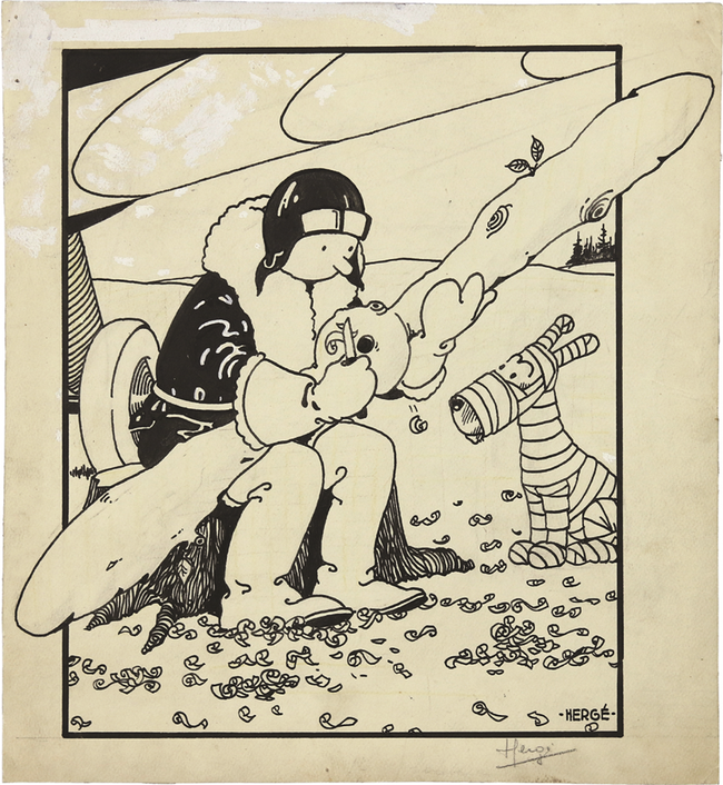 This image courtesy of Heritage Auctions (HA.com) and released June 8, 2019, shows the February 13, 1930, first cover appearance of Tintin, from artist Hergé's "The Adventures of Tintin Vol. 1: Tintin in the Land of the Soviets." The cover sold at auction in Dallas, Texas, on June 8, 2019, for $1,125,000.[Photo: AFP]