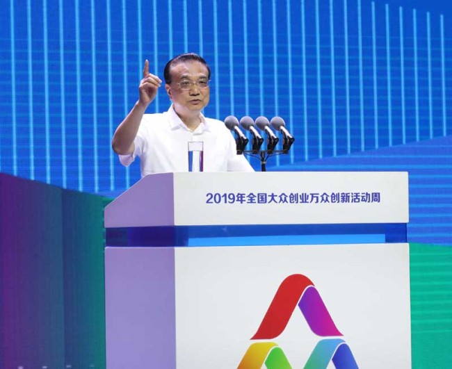 Chinese Premier Li Keqiang addresses an activity in Hangzhou, Zhejiang Province on China's efforts to promote entrepreneurship and innovation on Thursday, June 13, 2019. [Photo: gov.cn]
