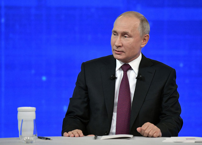 Russian President Vladimir Putin holds his annual televised phone-in with the nation in Moscow on June 20, 2019. [Photo: SPUTNIK/AFP/Alexey Nikolsky]