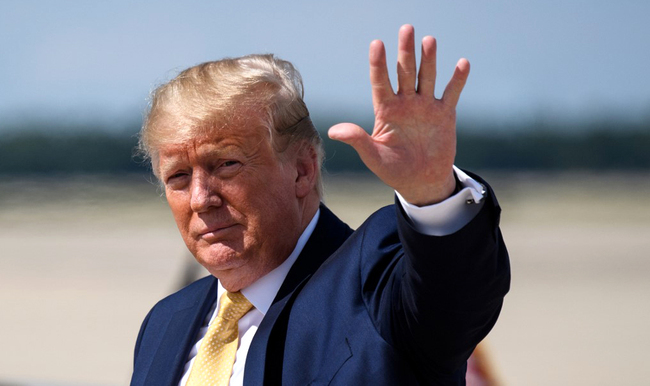 U.S. President Donald Trump waves upon arrival at Andrews Air Force Base in Maryland on June 19, 2019. [Photo: AFP]