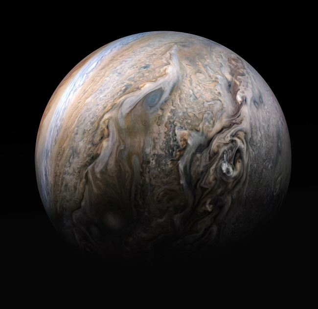 NASA's Juno spacecraft captured a stunning compilation image of Jupiter's stormy northern hemisphere. [Photo: NASA/JPL-Caltech/SwRI/MSSS/Kevin M. Gill]