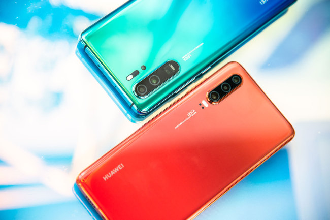 File photo of Huawei’s P30 series smartphones. [Photo: IC]