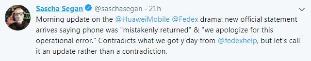 A tweet posted by Sascha Segan, the lead mobile analyst at PC Magazine. [Photo: China Plus]