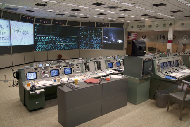The newly restored Apollo Mission Control Room is shown at NASA's Johnson Space Center in Houston on June 28, 2019. [Photo: AFP/Kacey Cherry]
