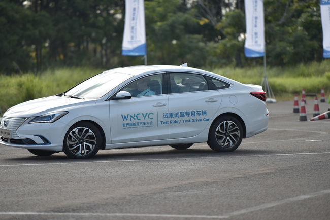 A test drive car for the 2019 World New Energy Vehicle Congress, at Boao, south China’s Hainan Province on July 1, 2019. [Photo: VCG]