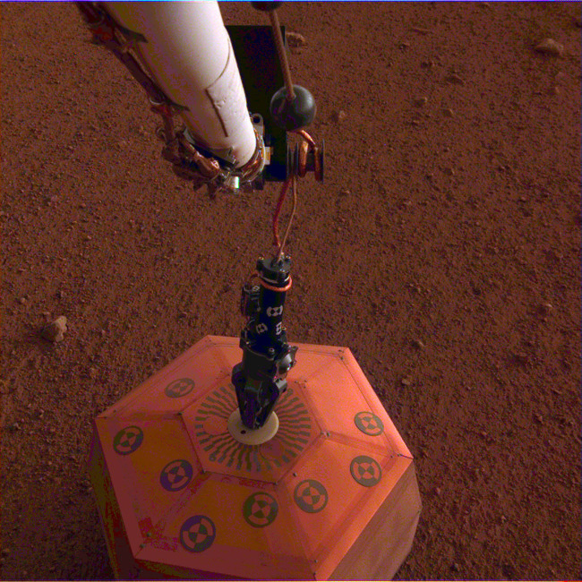 NASA's InSight lander set its heat probe, called the Heat and Physical Properties Package (HP3), on the Martian surface on Feb. 12, 2019. [File Photo: IC]