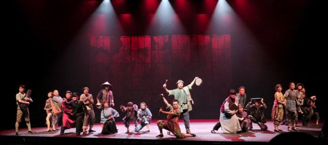 A scene from the new musical "March in the Darkness", produced by China's National Theater for Children, was shown on Tuesday, July 2, 2019 in Beijing before its premiere this weekend. [Photo: China Plus]