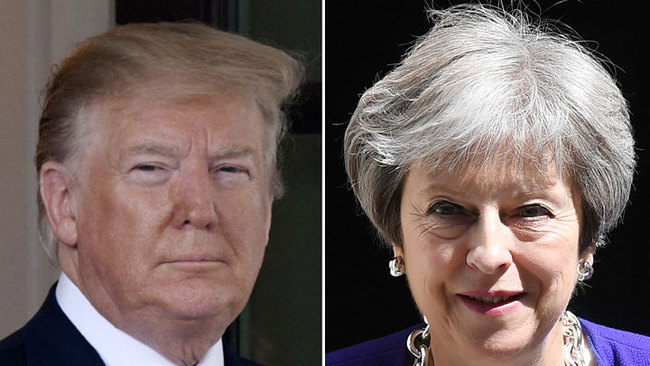 U.S. President Donald Trump(right) and British Prime Minister Theresa May. [File Photo: China Plus]