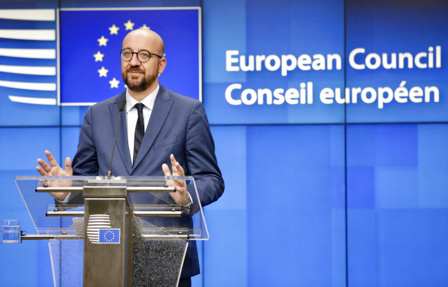 Belgian Prime Minister Charles Michel speaks during a media conference at an EU summit in Brussels, July 2, 2019. European Union leaders have named their new top team after three days of arduous negotiations. [Photo: AP]
