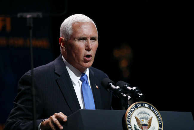 U.S. Vice President Mike Pence speaks at the Christians United for Israel's annual summit, Monday, July 8, 2019, in Washington. [File photo: AP/Patrick Semansky]