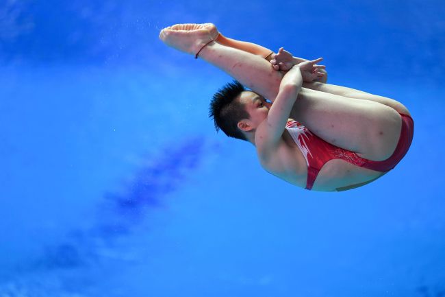 China's Chen Yiwen competes in the women's 1m springboard diving final during the 2019 World Championships at Nambu International Aquatics Centre in Gwangju on July 13, 2019. [Photo: VCG/AFP/Manan Vatsyayana]