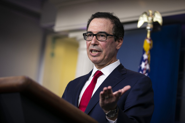 Steven Mnuchin, U.S. Treasury secretary, speaks during a press briefing at the White House in Washington, D.C., U.S., on Monday, July 15, 2019. [Photo: Bloomberg via Getty Images via VCG/Al Drago]