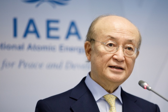 Yukiya Amano, the Director General of the International Atomic Energy Agency (IAEA), delivers a statement to the media during a meeting of the board of governors at the IAEA headquarters in Vienna, Austria, 04 March 2019. [File Photo: IC]