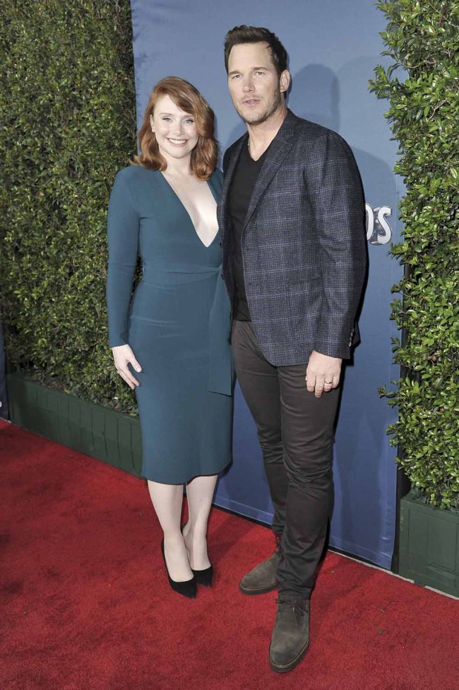 Bryce Dallas Howard, left, and Chris Pratt attend the "Jurassic World: The Ride" grand opening celebration at Universal Studios on Monday, July 22, 2019, in Universal City, Calif. [Photo: IC]