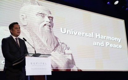 Communications Secretary Martin M. Andanar delivers a speech during the Belt and Road China-Philippines Forum on People-to-People Exchange & Economic Cooperation at the Sofitel Philippine Plaza Manila on July 26, 2019. (Photo courtesy of PCOO)