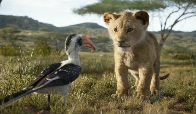 This image released by Disney shows characters, from left, Zazu, voiced by John Oliver, and young Simba, voiced by JD McCrary, in a scene from "The Lion King." [Photo: Disney via AP]