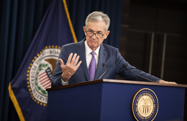 Federal Reserve Chairman Jerome Powell speaks during a news conference following a two-day Federal Open Market Committee meeting in Washington, Wednesday, July 31, 2019. [Photo: IC]