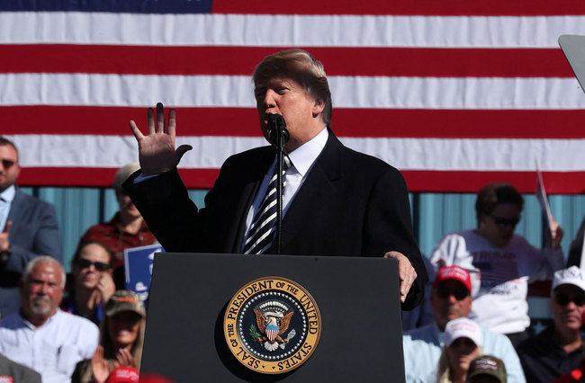 U.S. President Donald Trump speaks during a campaign rally at Elko Regional Airport in Elko, Nevada, U.S., October 20, 2018. [File photo: VCG]