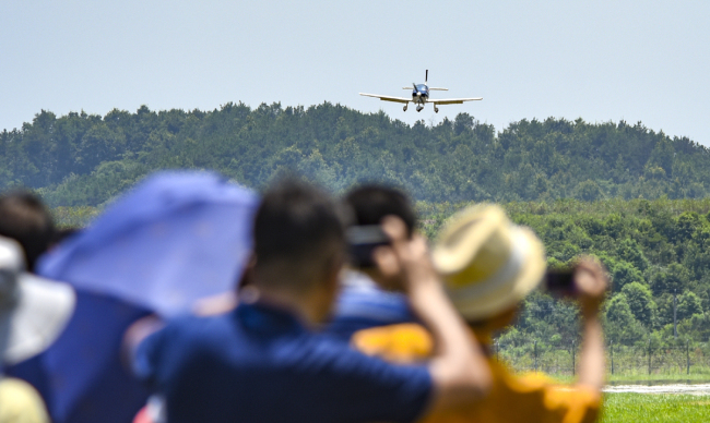 The first aircraft in China developed by a private company, the Guanyi GA20, during a test flight in Jinhua City, Zhejiang Province, on Wednesday, August 7, 2019. [Photo: IC]