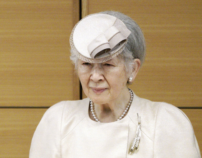 Japan's ex- Empress Michiko attends the award ceremony of the Midori Academic Prize, in Tokyo on April 26, 2019. [File Photo: IC]