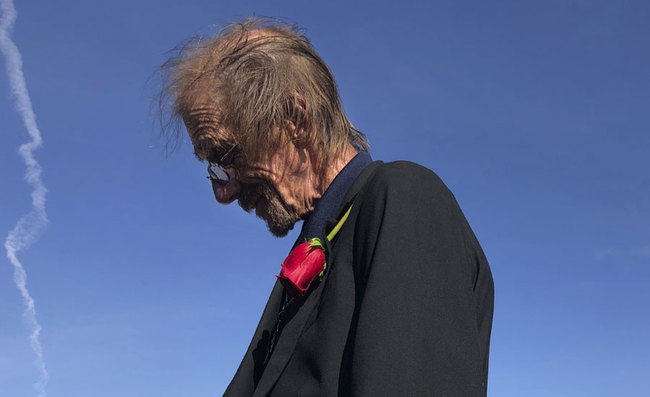 Antonio Basco, the long-time companion of Margie Reckard, 63, speak to reporter Saturday, Aug. 17, 2019 in El Paso, Texas. Hundreds of well-wishers gathered at an El Paso cemetery on Saturday to support Basco as he buried his companion of 22 years. Reckard was killed by a gunman who opened fire at an El Paso Walmart this month. [Photo: AP Photo/Russell Contreras]