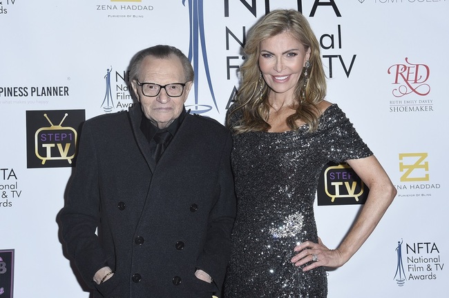 In this Dec. 5, 2018 file photo Larry King, left, and Shawn King attend the 2018 National Film & Television Awards at the Globe Theatre in Los Angeles. [Photo: AP]