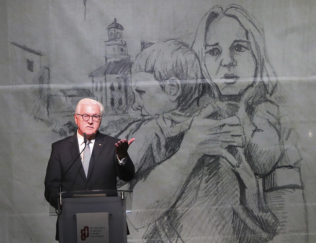 German President Frank-Walter Steinmeier speaks at the commemoration ceremony of the 80th anniversary of the start of World War II, in Wielun, Poland, Sunday, Sept. 1, 2019. [Photo: AP via IC/Czarek Sokolowski]