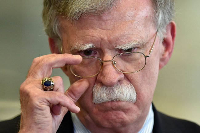 US National Security Advisor John Bolton answers journalists questions after his meeting with Belarus President in Minsk on August 29, 2019. [File photo: AFP/Sergei Gapon]