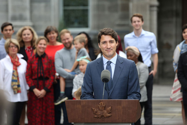 Liberal Party leader and Canada's Prime Minister Justin Trudeau speaks during a news conference at Rideau Hall in Ottawa on September 11, 2019. [Photo: AFP/Dave Chan]