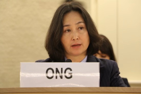 Pansy Ho Chiu-king, chairperson of the Hong Kong Federation of Women, speaks at a meeting of the United Nations Human Rights Council on September 11, 2019. [Photo: China Plus/Yi Xin]