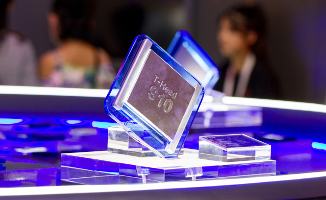 A chip produced by China’s Alibaba Group is showed at World Artificial Intelligence Congress 2019 in Shanghai on August 30, 2019. [Photo: VCG]